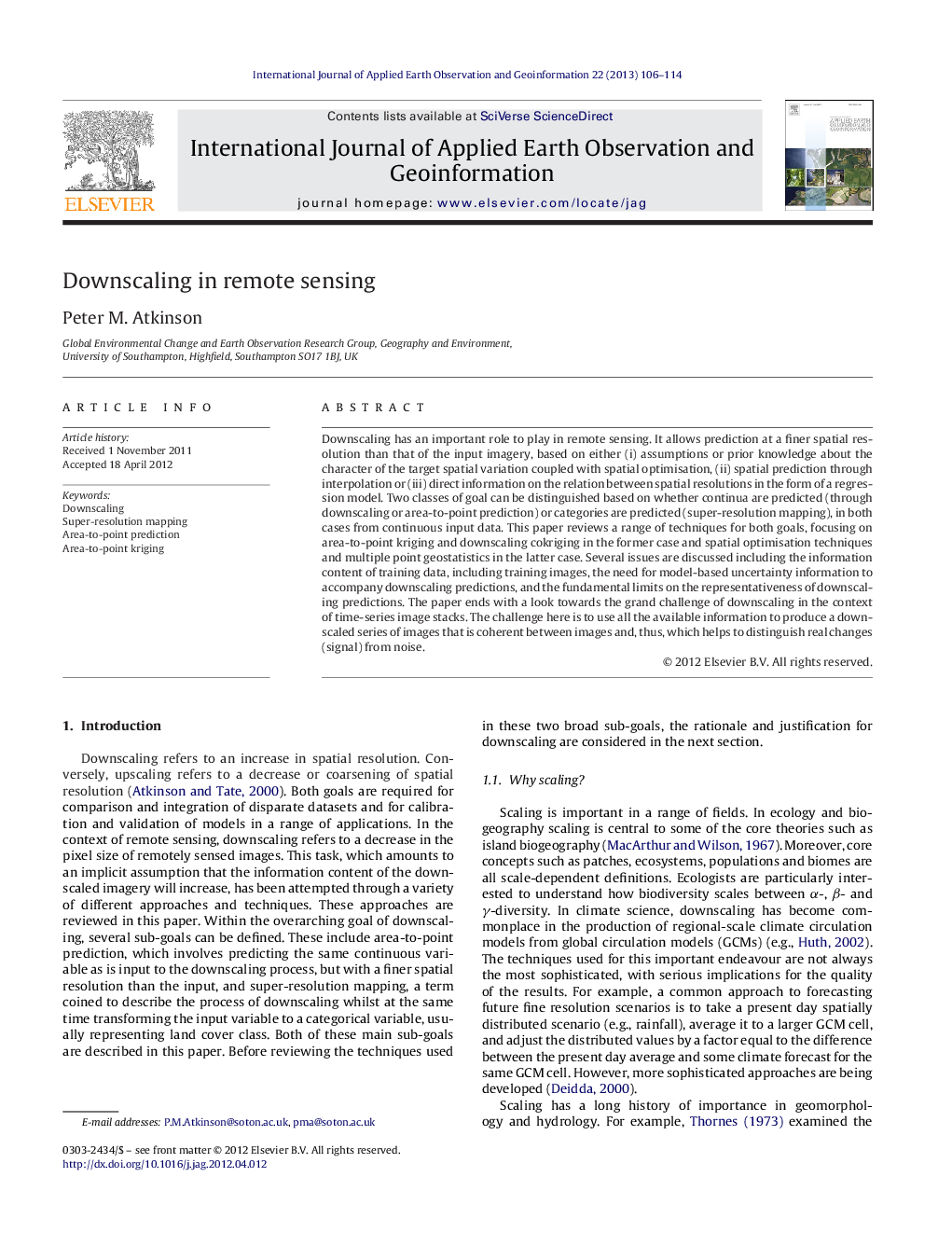 Downscaling in remote sensing