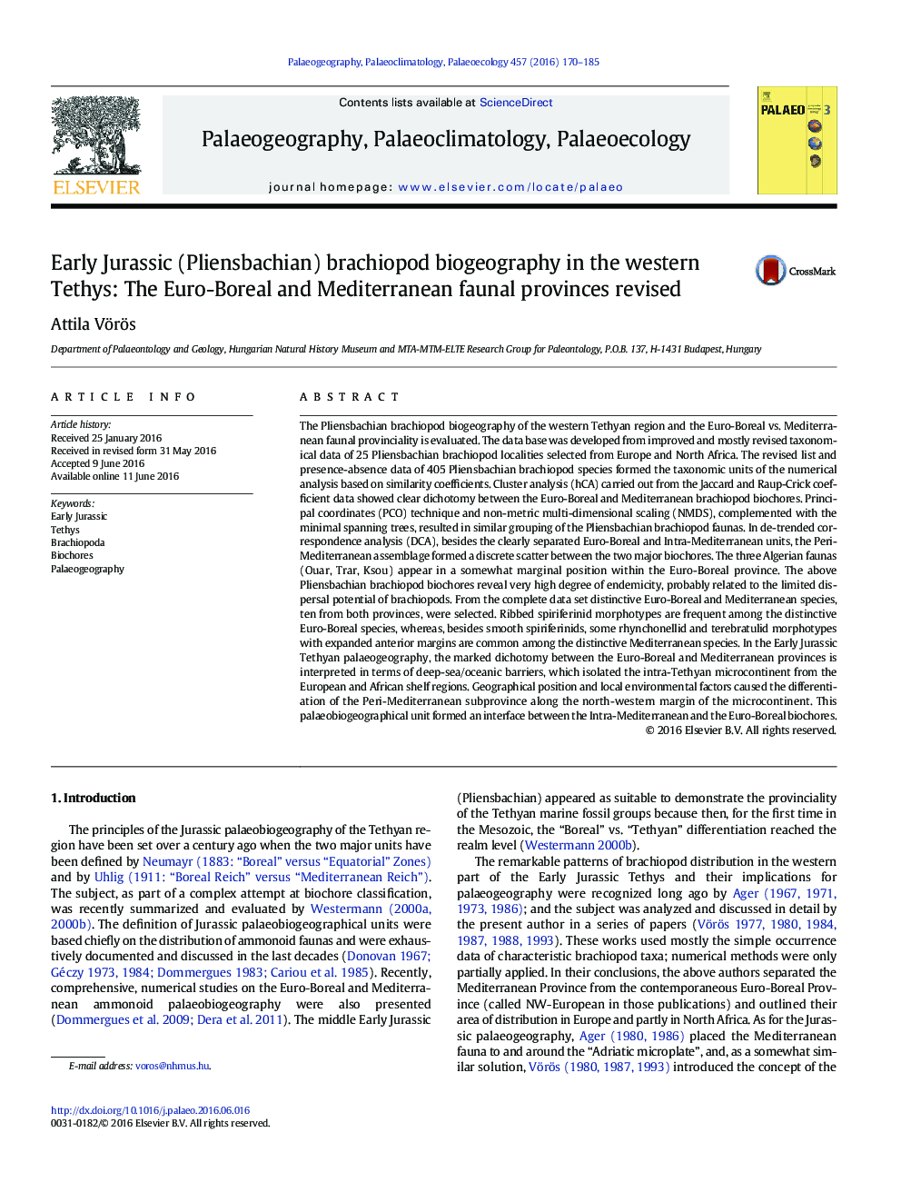 Early Jurassic (Pliensbachian) brachiopod biogeography in the western Tethys: The Euro-Boreal and Mediterranean faunal provinces revised