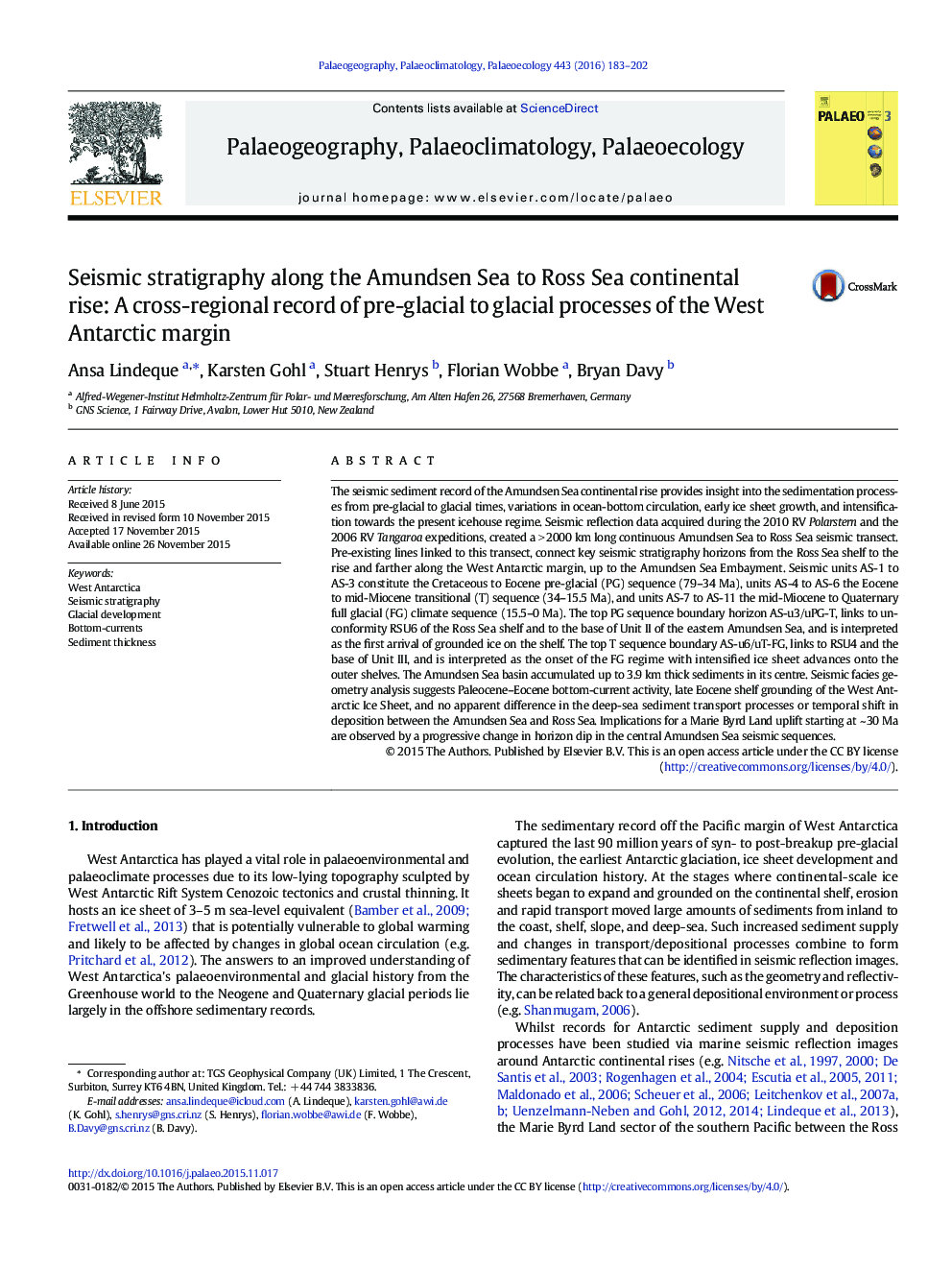 Seismic stratigraphy along the Amundsen Sea to Ross Sea continental rise: A cross-regional record of pre-glacial to glacial processes of the West Antarctic margin