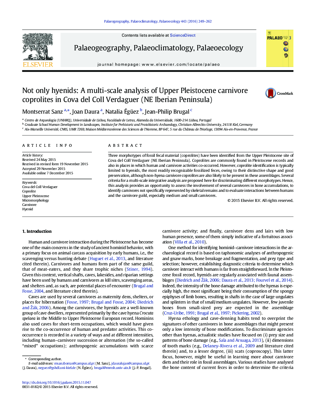 Not only hyenids: A multi-scale analysis of Upper Pleistocene carnivore coprolites in Cova del Coll Verdaguer (NE Iberian Peninsula)