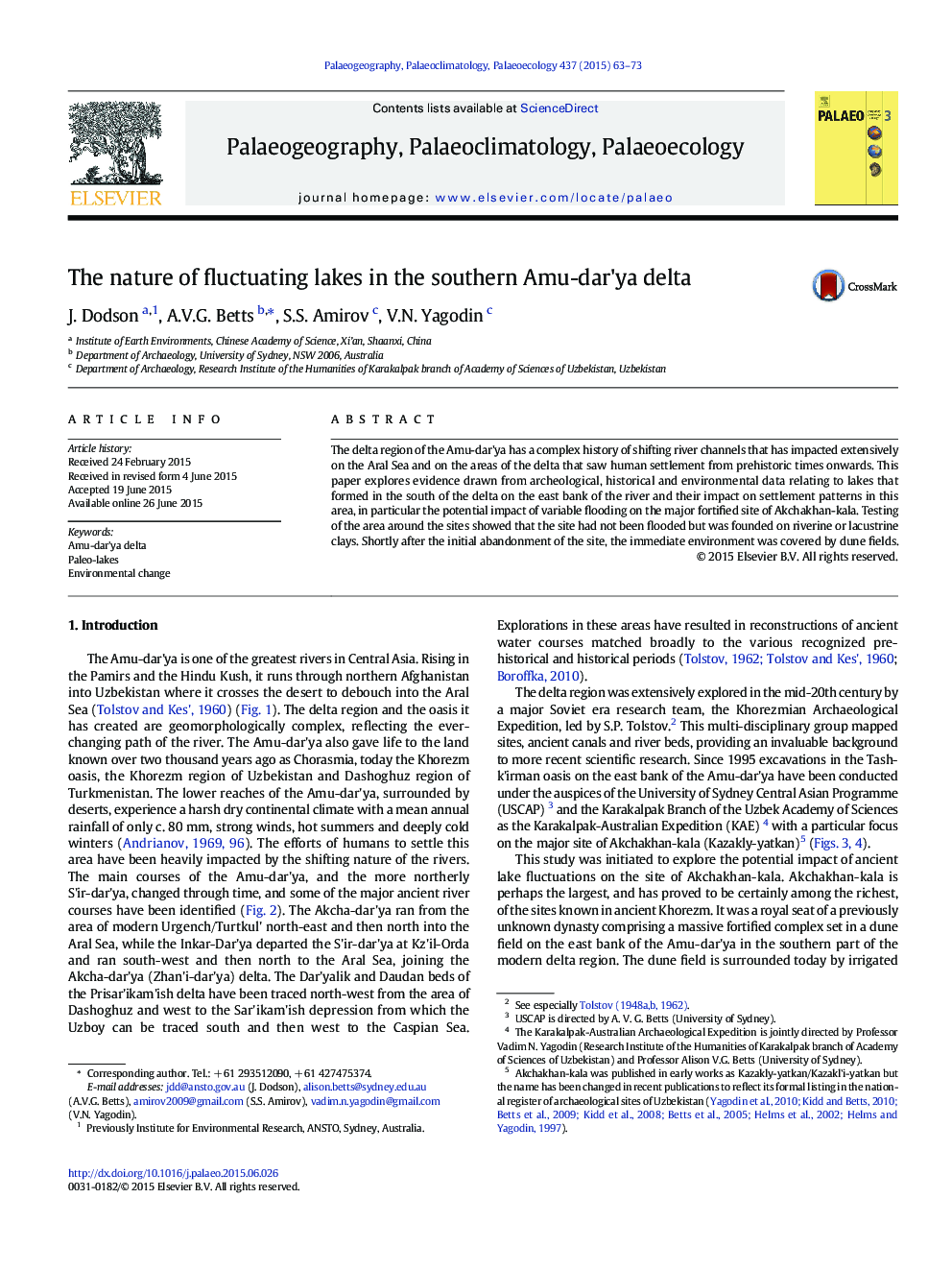 The nature of fluctuating lakes in the southern Amu-dar'ya delta