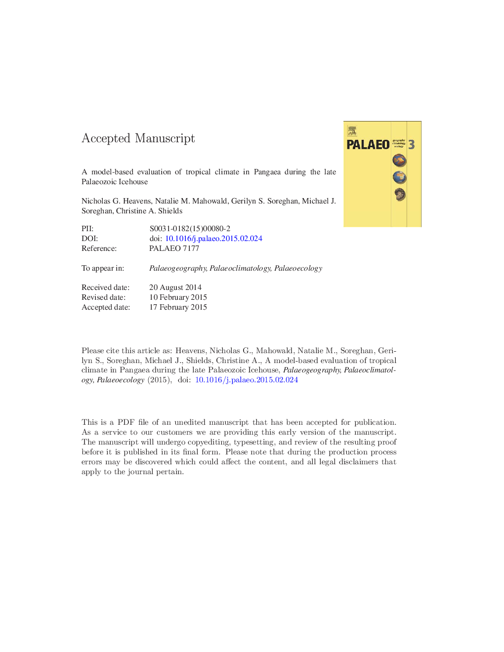 A model-based evaluation of tropical climate in Pangaea during the late Palaeozoic icehouse