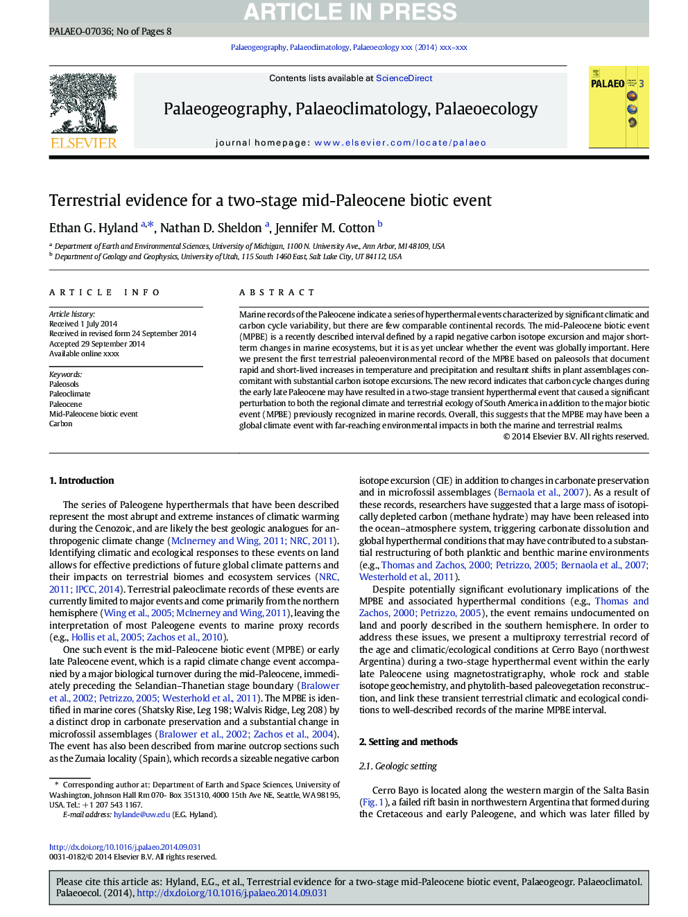 Terrestrial evidence for a two-stage mid-Paleocene biotic event