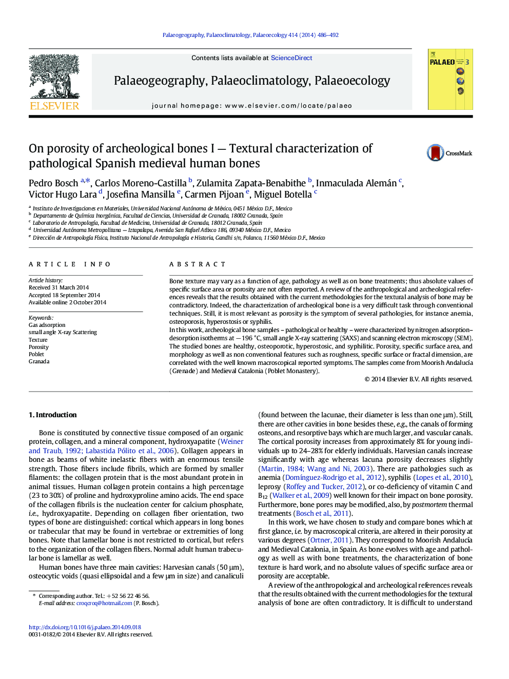 On porosity of archeological bones I - Textural characterization of pathological Spanish medieval human bones