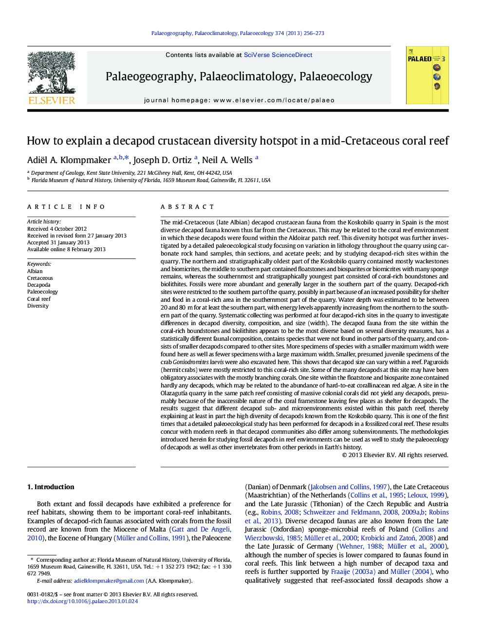 How to explain a decapod crustacean diversity hotspot in a mid-Cretaceous coral reef