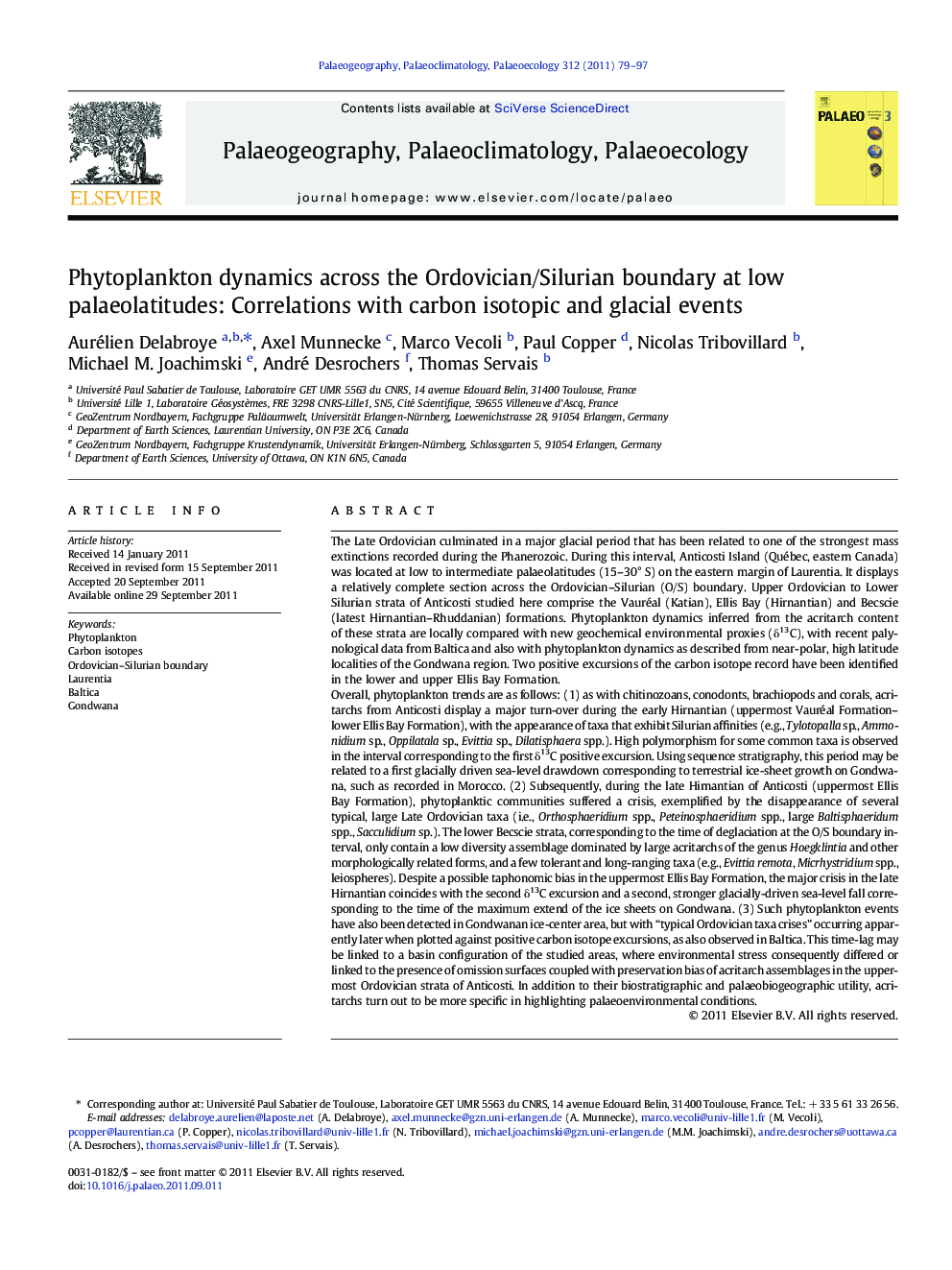 Phytoplankton dynamics across the Ordovician/Silurian boundary at low palaeolatitudes: Correlations with carbon isotopic and glacial events