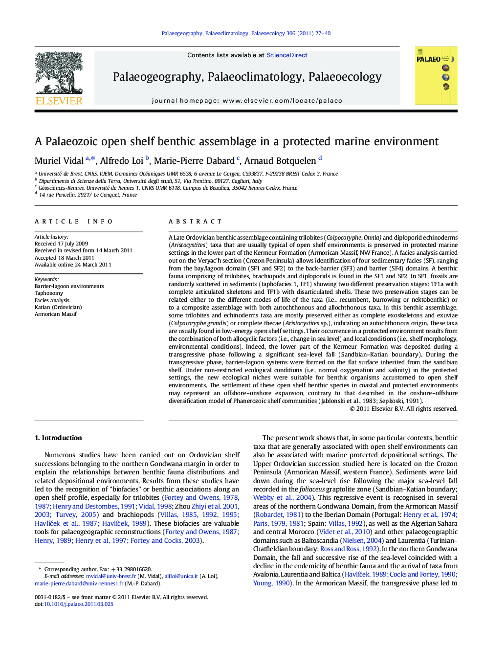 A Palaeozoic open shelf benthic assemblage in a protected marine environment