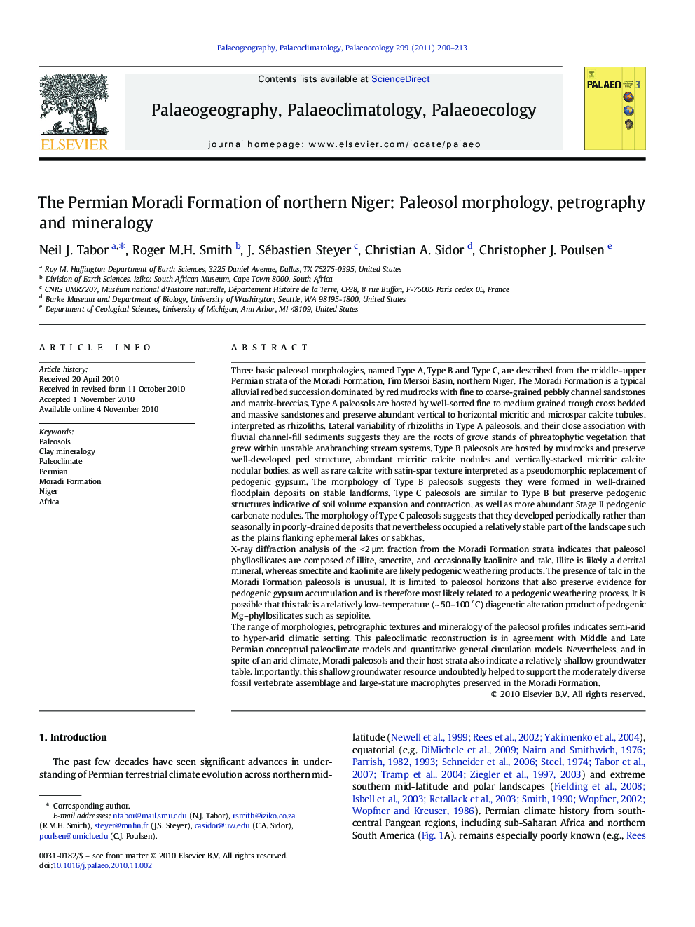 The Permian Moradi Formation of northern Niger: Paleosol morphology, petrography and mineralogy