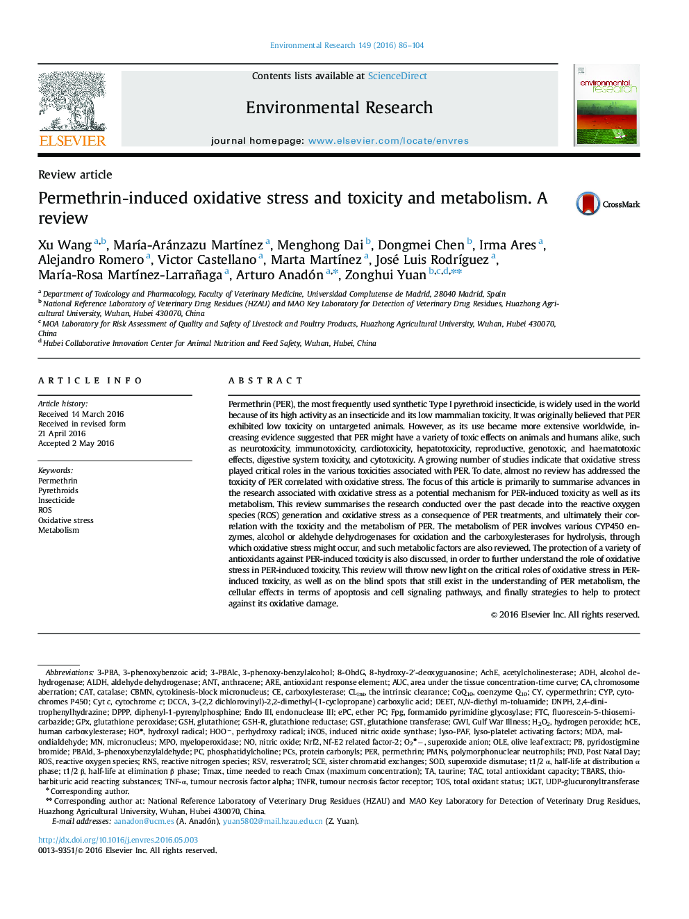 Permethrin-induced oxidative stress and toxicity and metabolism. A review