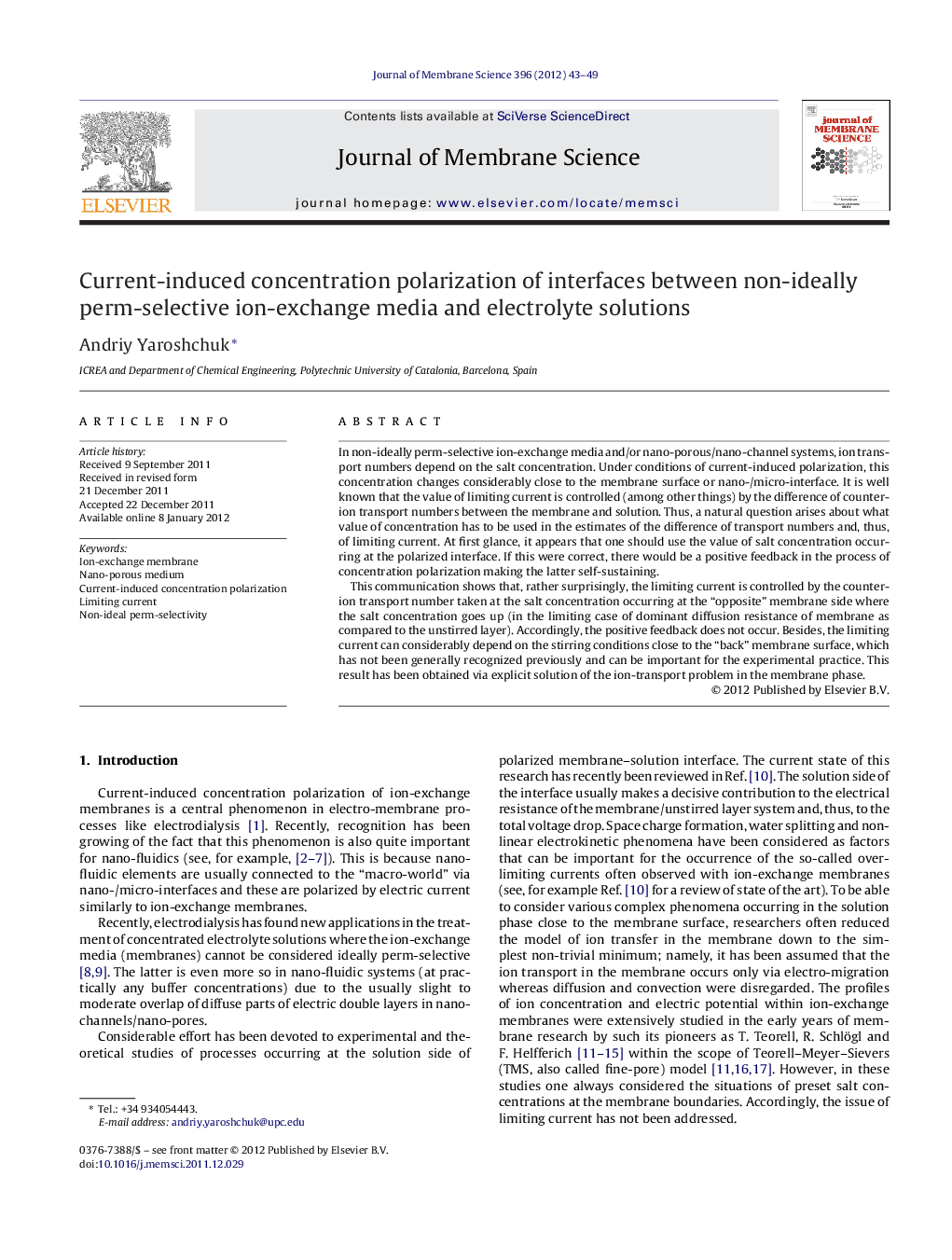 Current-induced concentration polarization of interfaces between non-ideally perm-selective ion-exchange media and electrolyte solutions