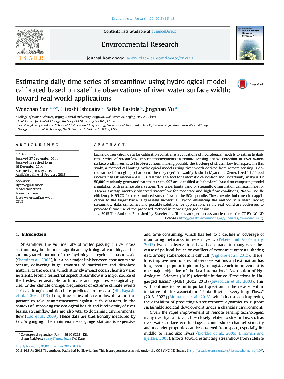 Estimating daily time series of streamflow using hydrological model calibrated based on satellite observations of river water surface width: Toward real world applications