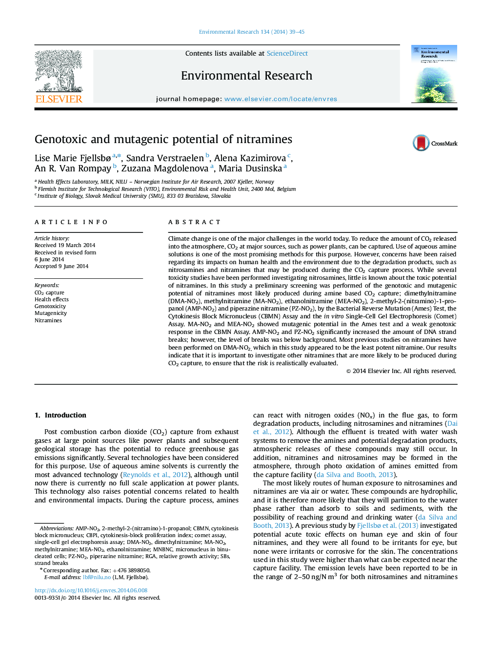 Genotoxic and mutagenic potential of nitramines