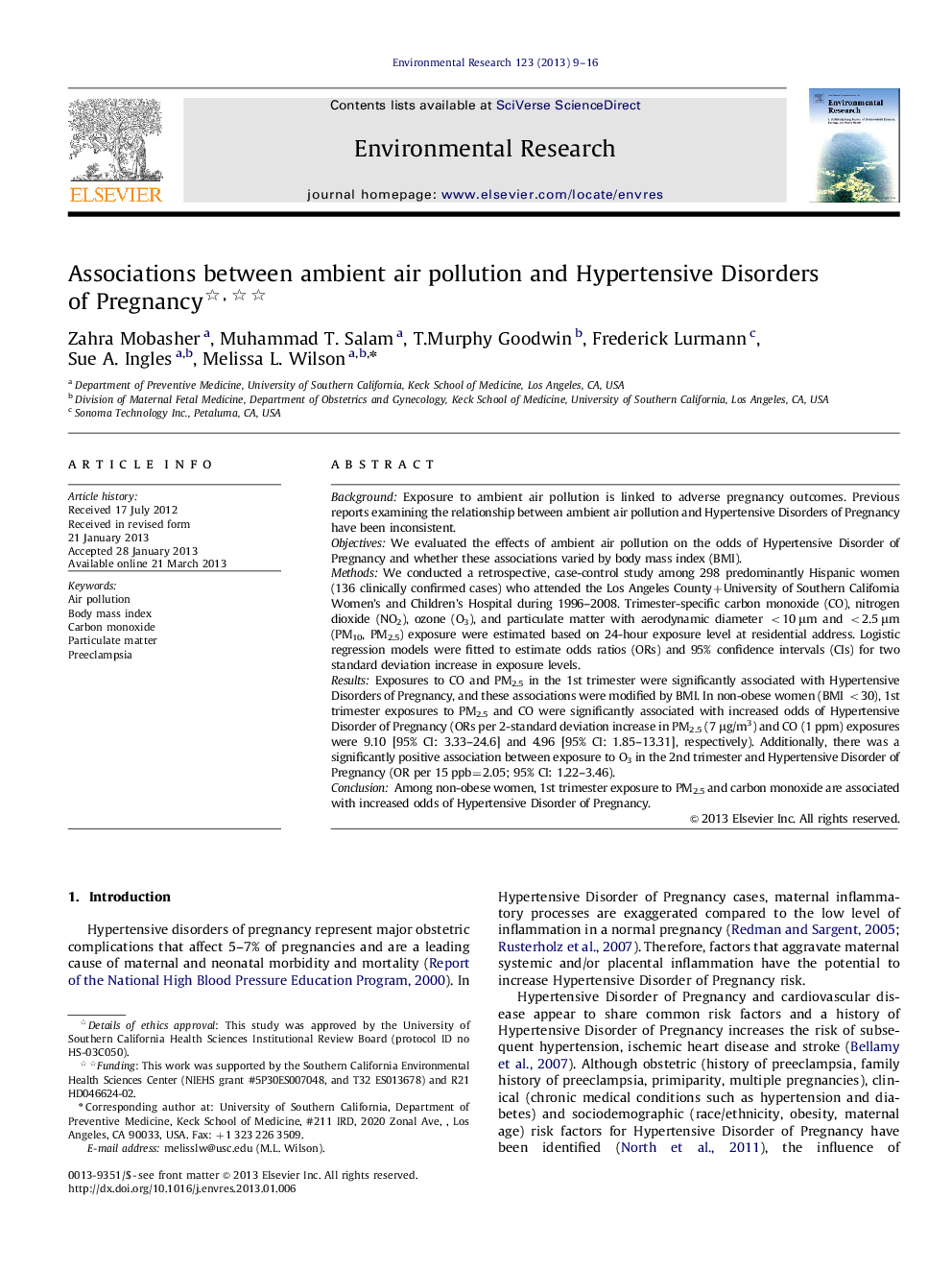 Associations between ambient air pollution and Hypertensive Disorders of Pregnancy