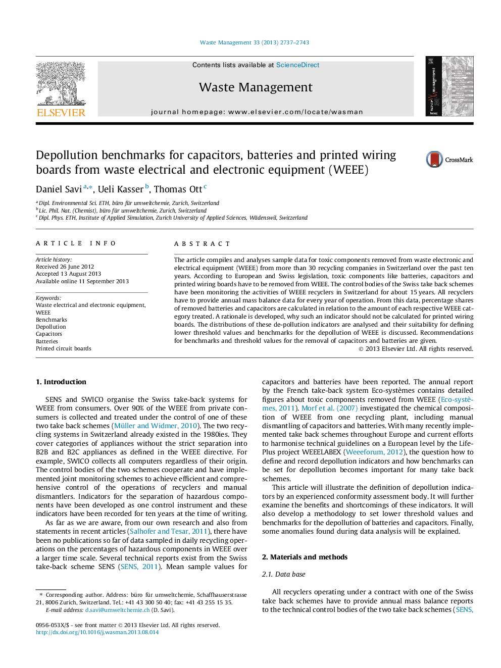 Depollution benchmarks for capacitors, batteries and printed wiring boards from waste electrical and electronic equipment (WEEE)