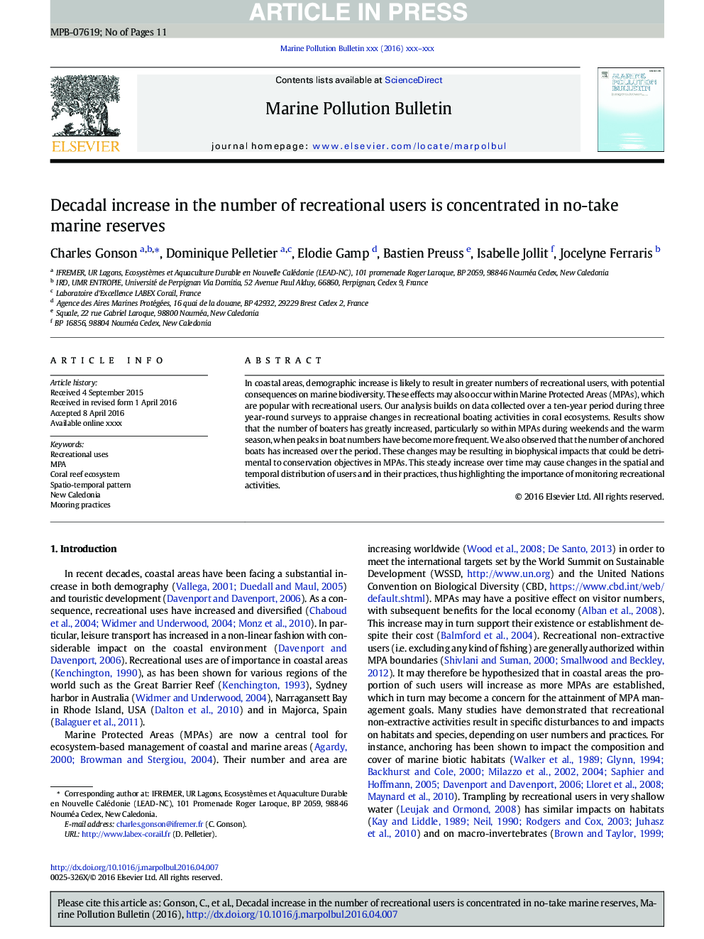 Decadal increase in the number of recreational users is concentrated in no-take marine reserves