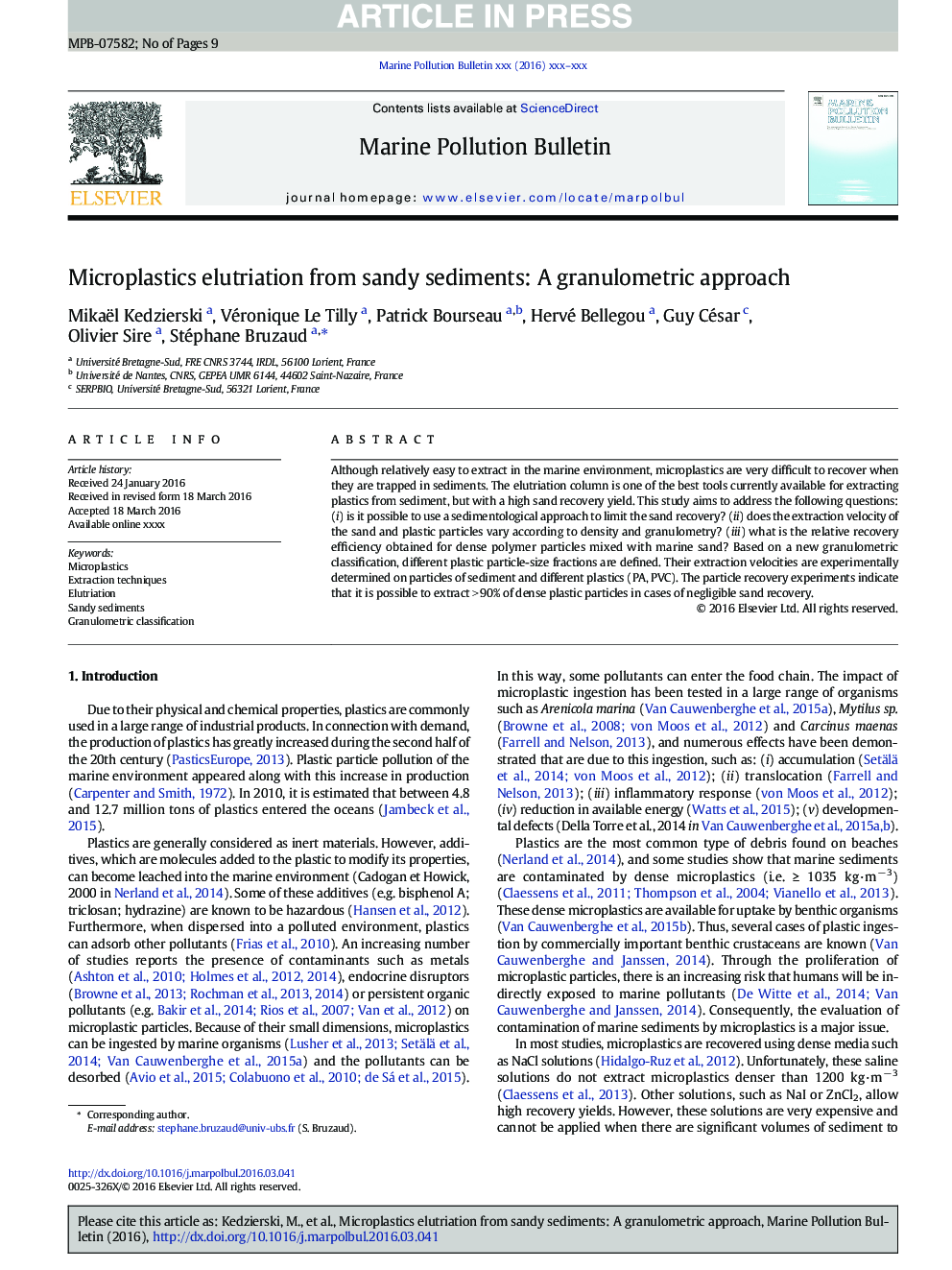 Microplastics elutriation from sandy sediments: A granulometric approach