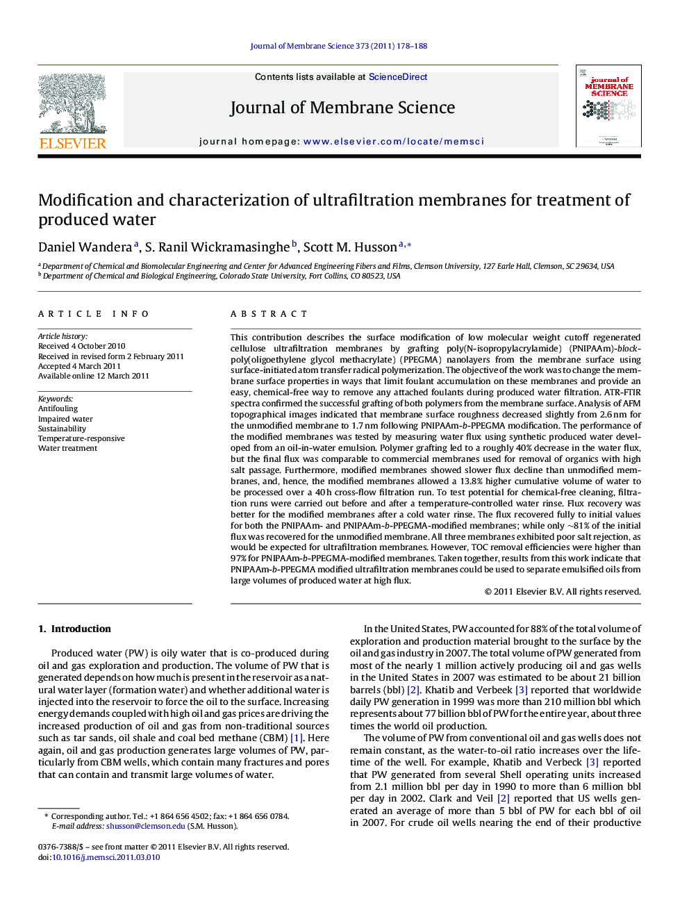 Modification and characterization of ultrafiltration membranes for treatment of produced water