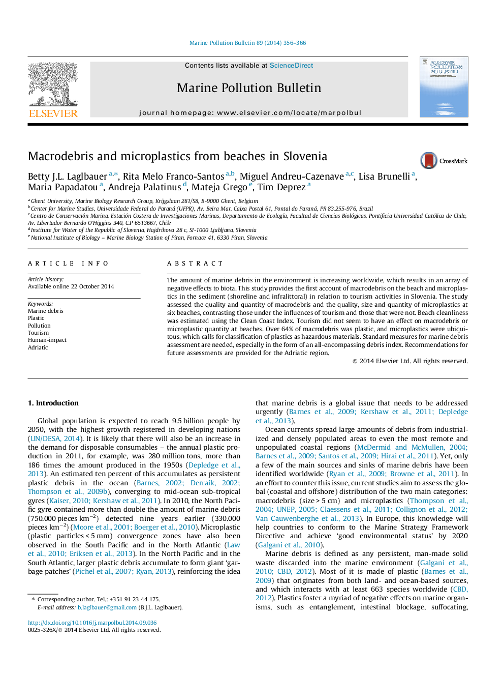 Macrodebris and microplastics from beaches in Slovenia