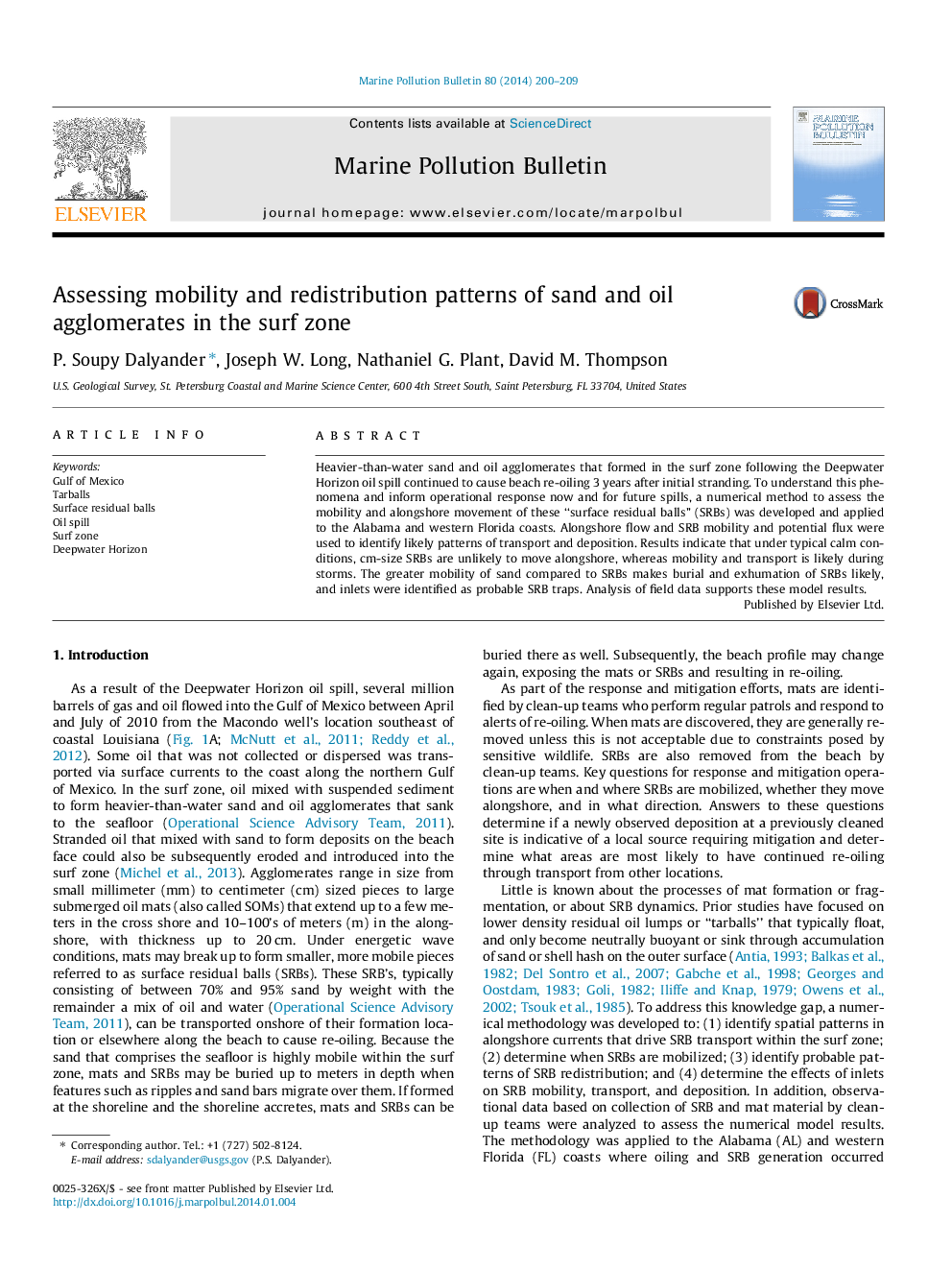 Assessing mobility and redistribution patterns of sand and oil agglomerates in the surf zone