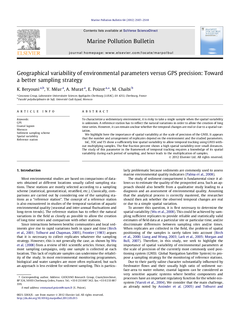 Geographical variability of environmental parameters versus GPS precision: Toward a better sampling strategy