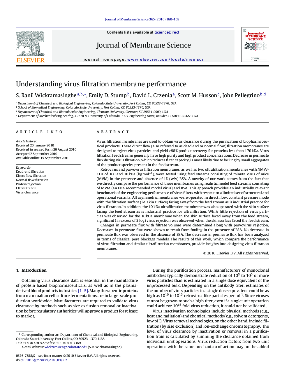 Understanding virus filtration membrane performance