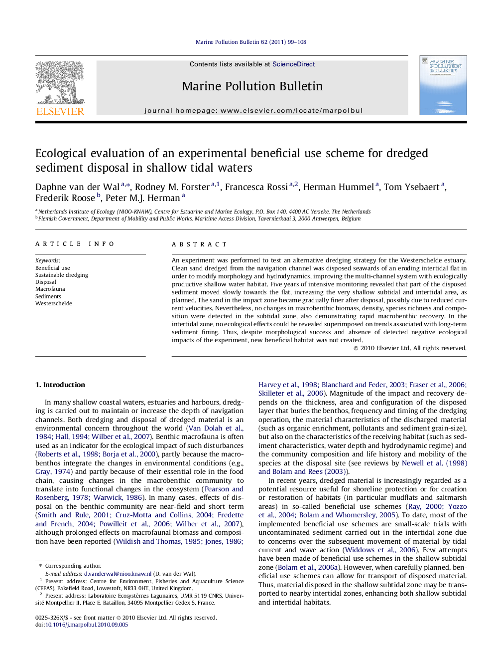 Ecological evaluation of an experimental beneficial use scheme for dredged sediment disposal in shallow tidal waters