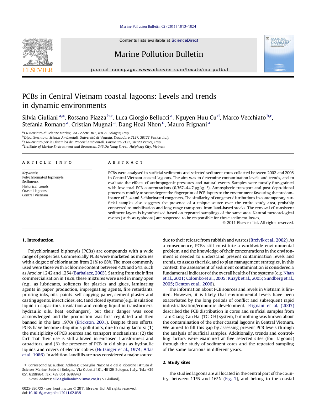 PCBs in Central Vietnam coastal lagoons: Levels and trends in dynamic environments