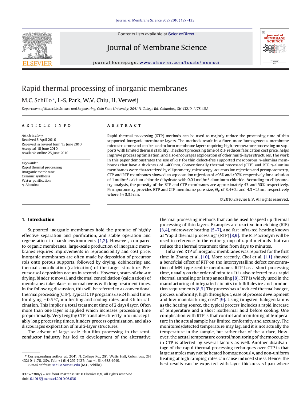 Rapid thermal processing of inorganic membranes