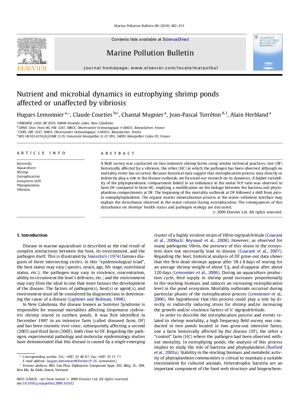 Nutrient and microbial dynamics in eutrophying shrimp ponds affected or unaffected by vibriosis