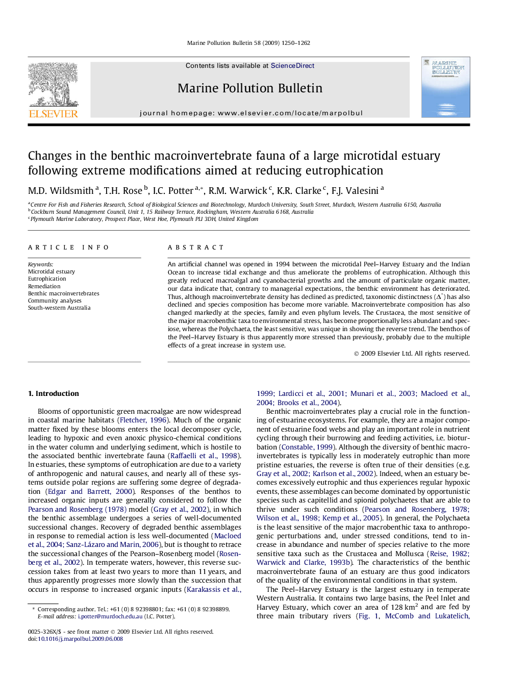 Changes in the benthic macroinvertebrate fauna of a large microtidal estuary following extreme modifications aimed at reducing eutrophication