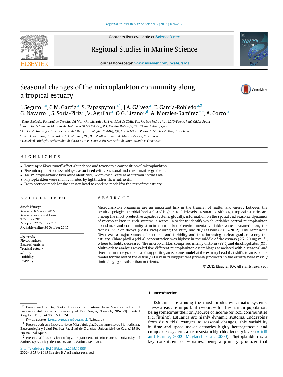 Seasonal changes of the microplankton community along a tropical estuary