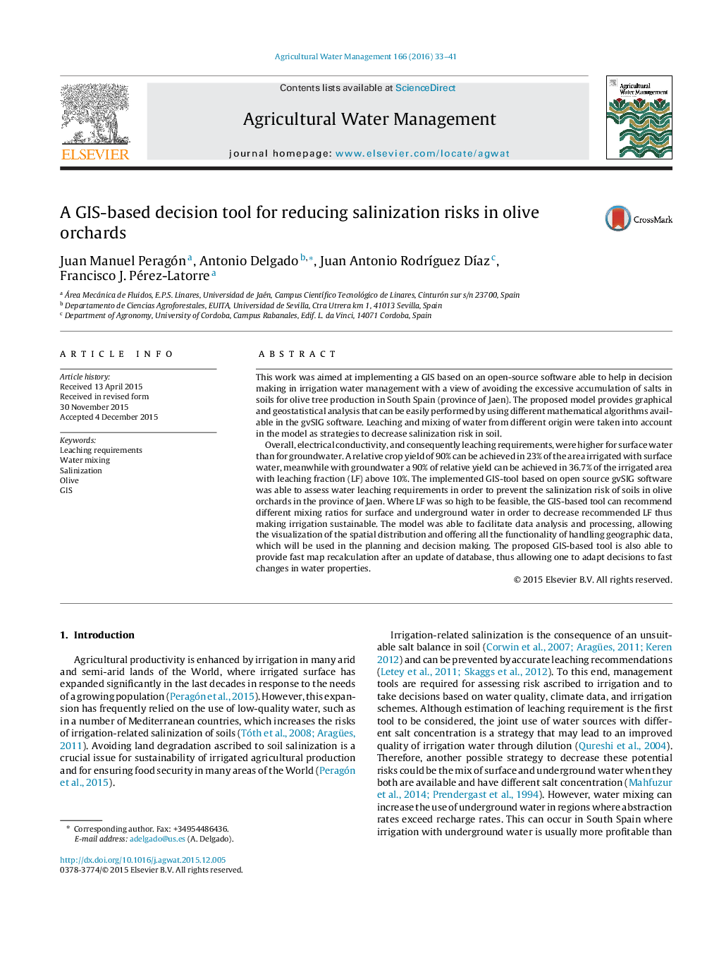 A GIS-based decision tool for reducing salinization risks in olive orchards