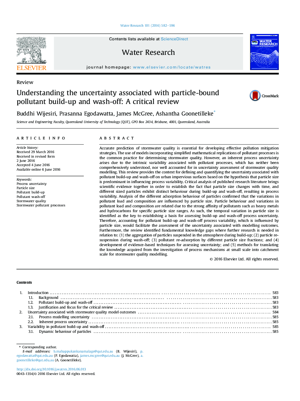 ReviewUnderstanding the uncertainty associated with particle-bound pollutant build-up and wash-off: A critical review