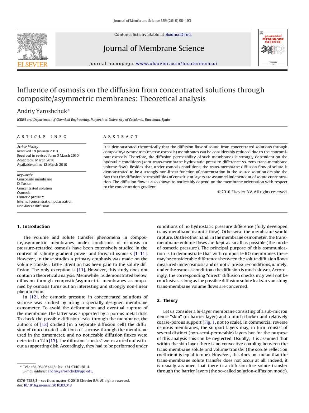 Influence of osmosis on the diffusion from concentrated solutions through composite/asymmetric membranes: Theoretical analysis