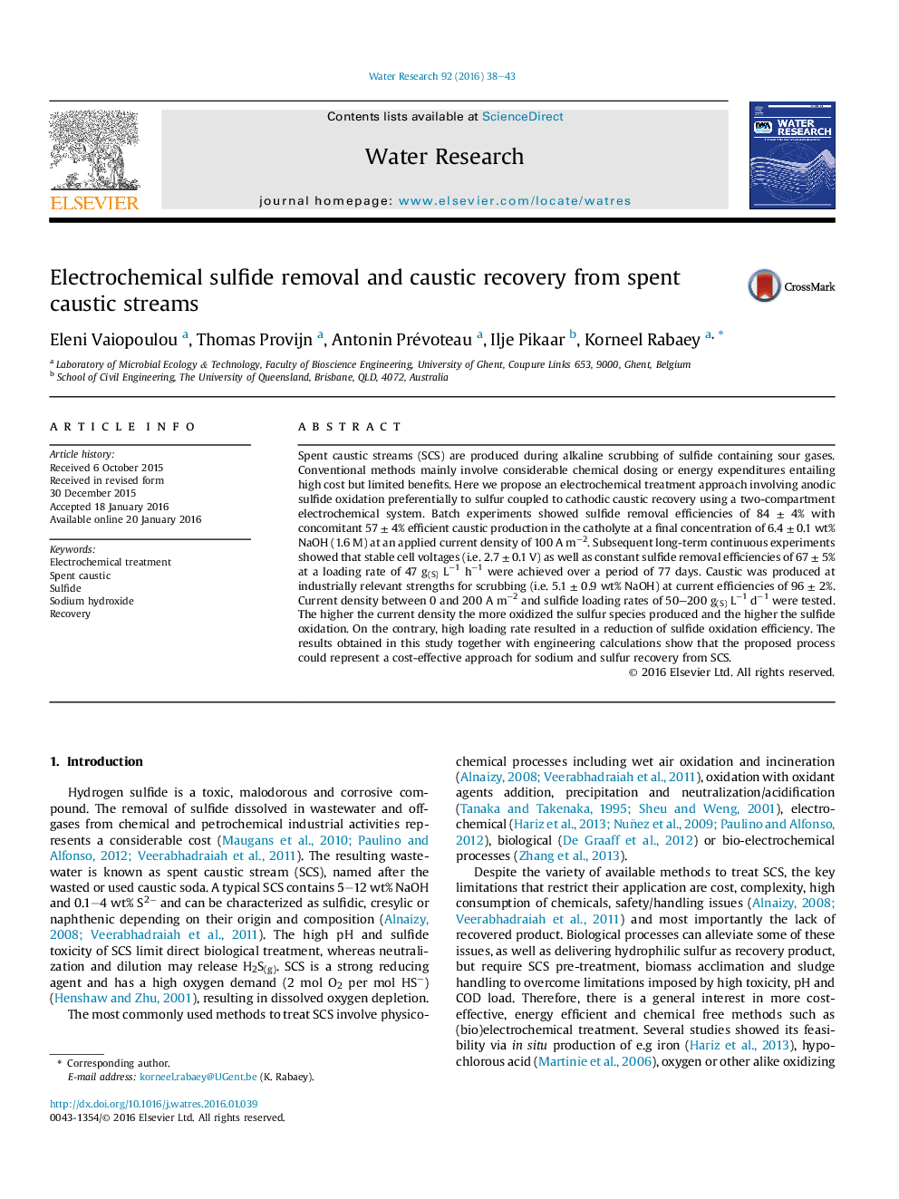 Electrochemical sulfide removal and caustic recovery from spent caustic streams