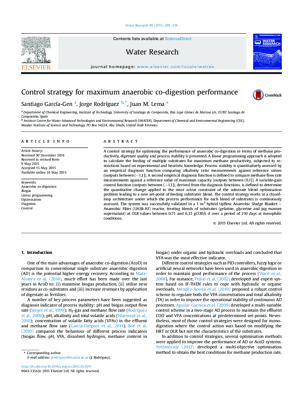 Control strategy for maximum anaerobic co-digestion performance