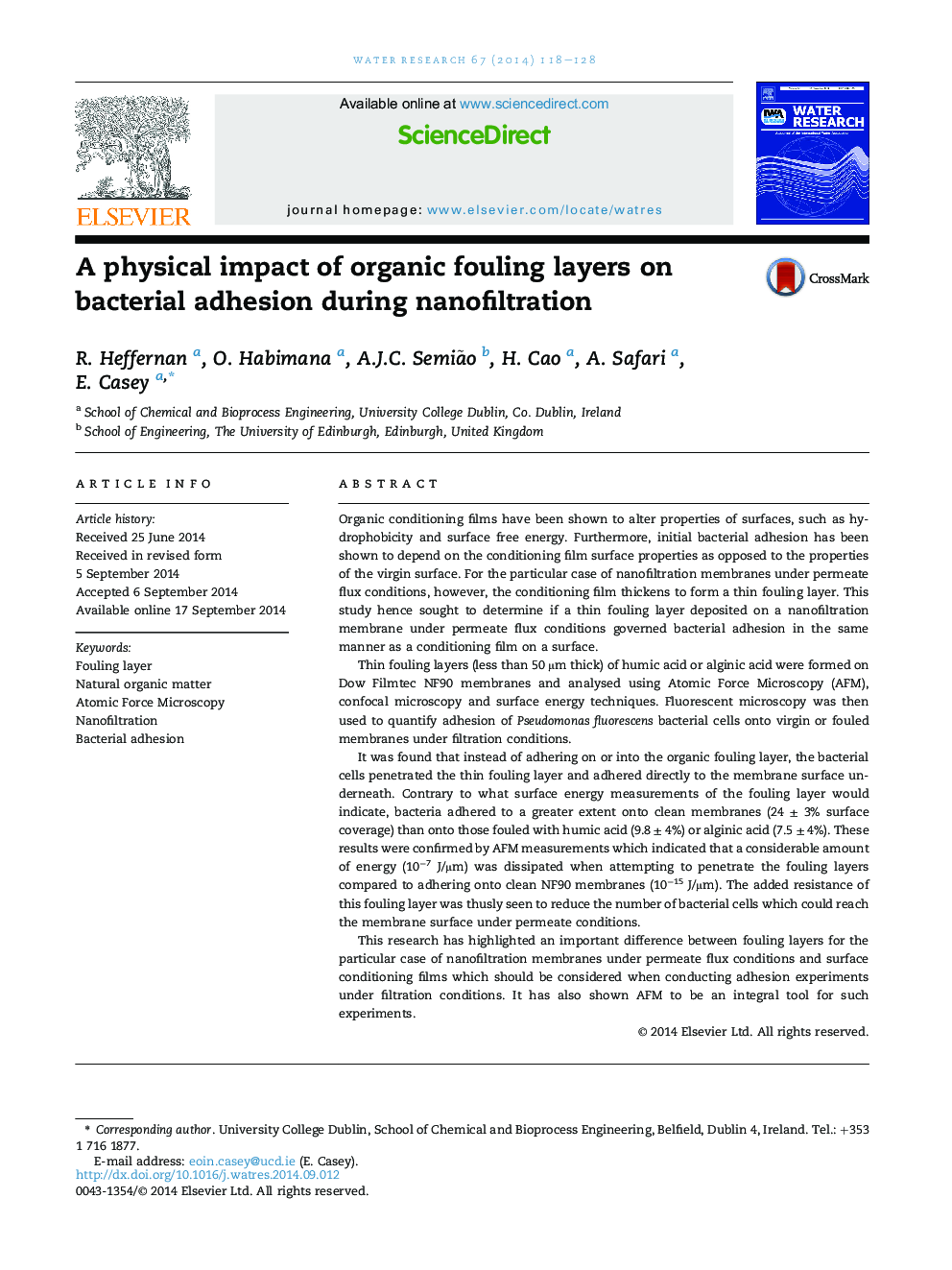 A physical impact of organic fouling layers on bacterial adhesion during nanofiltration