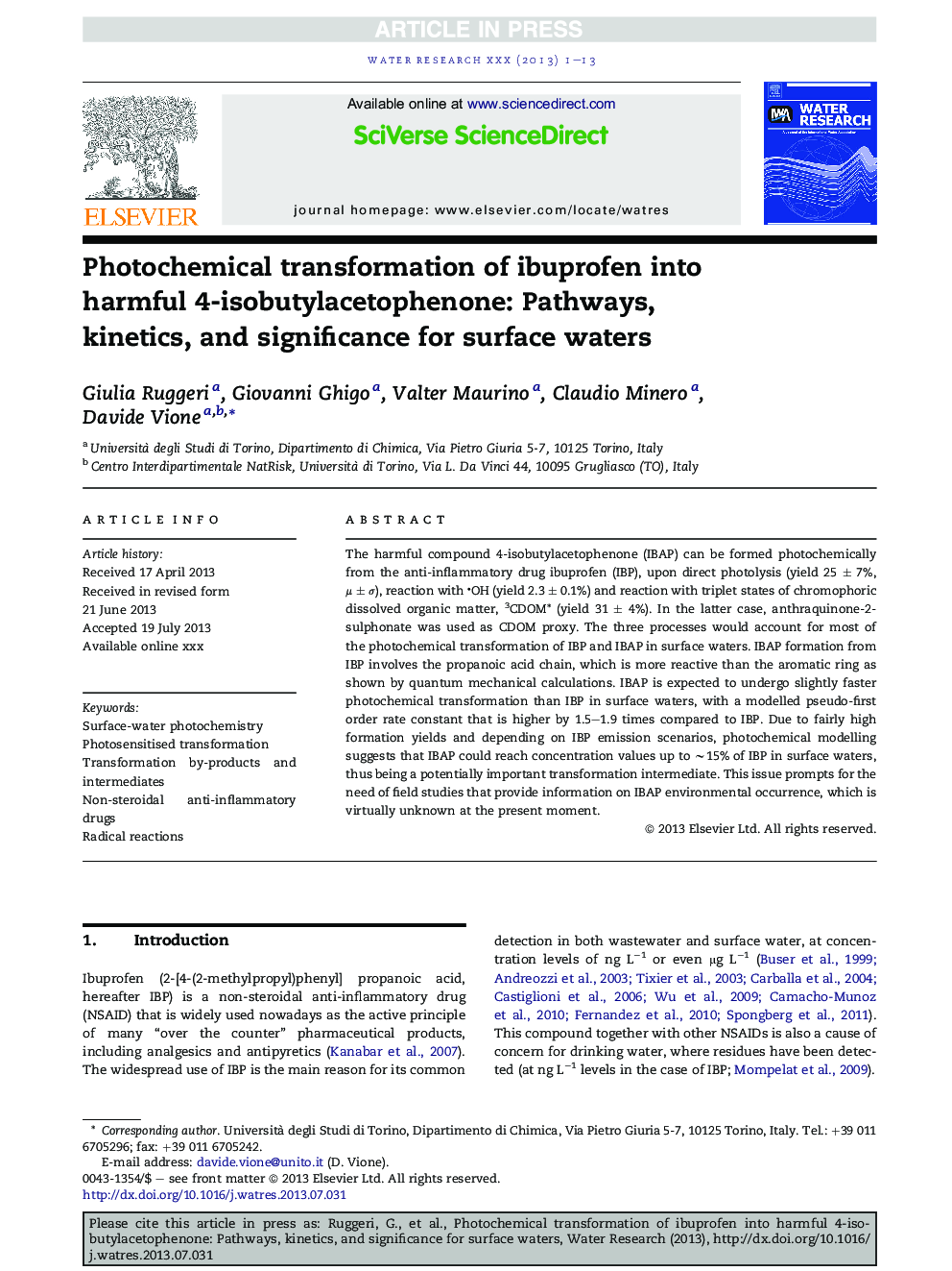 Photochemical transformation of ibuprofen into harmful 4-isobutylacetophenone: Pathways, kinetics, and significance for surface waters