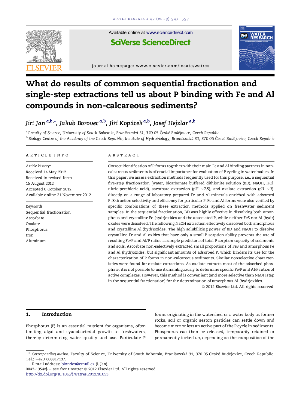 What do results of common sequential fractionation and single-step extractions tell us about P binding with Fe and Al compounds in non-calcareous sediments?