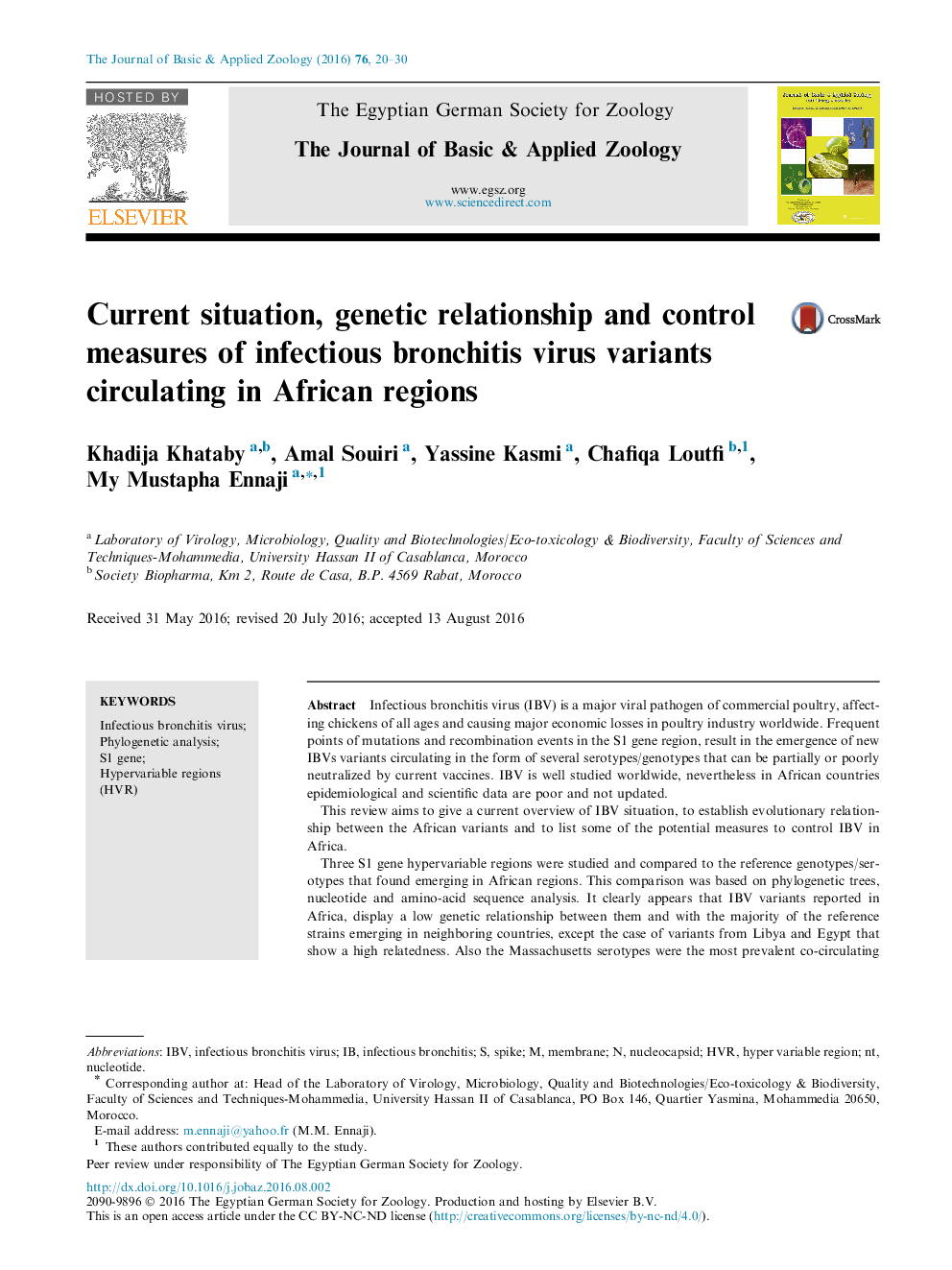 Current situation, genetic relationship and control measures of infectious bronchitis virus variants circulating in African regions