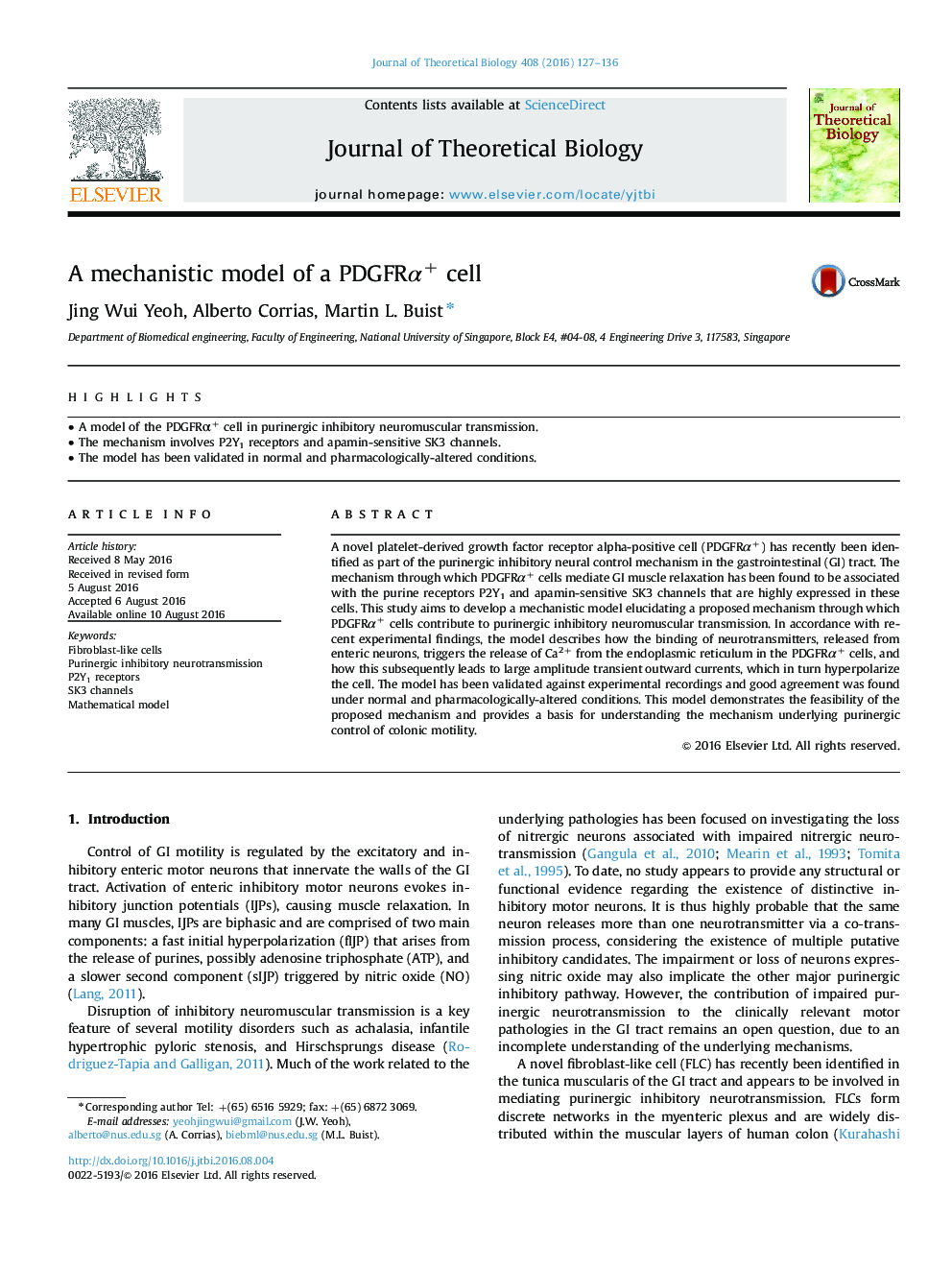 A mechanistic model of a PDGFRÎ±+ cell