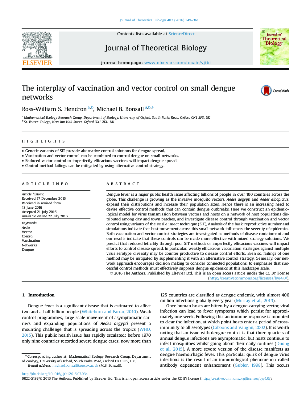 The interplay of vaccination and vector control on small dengue networks