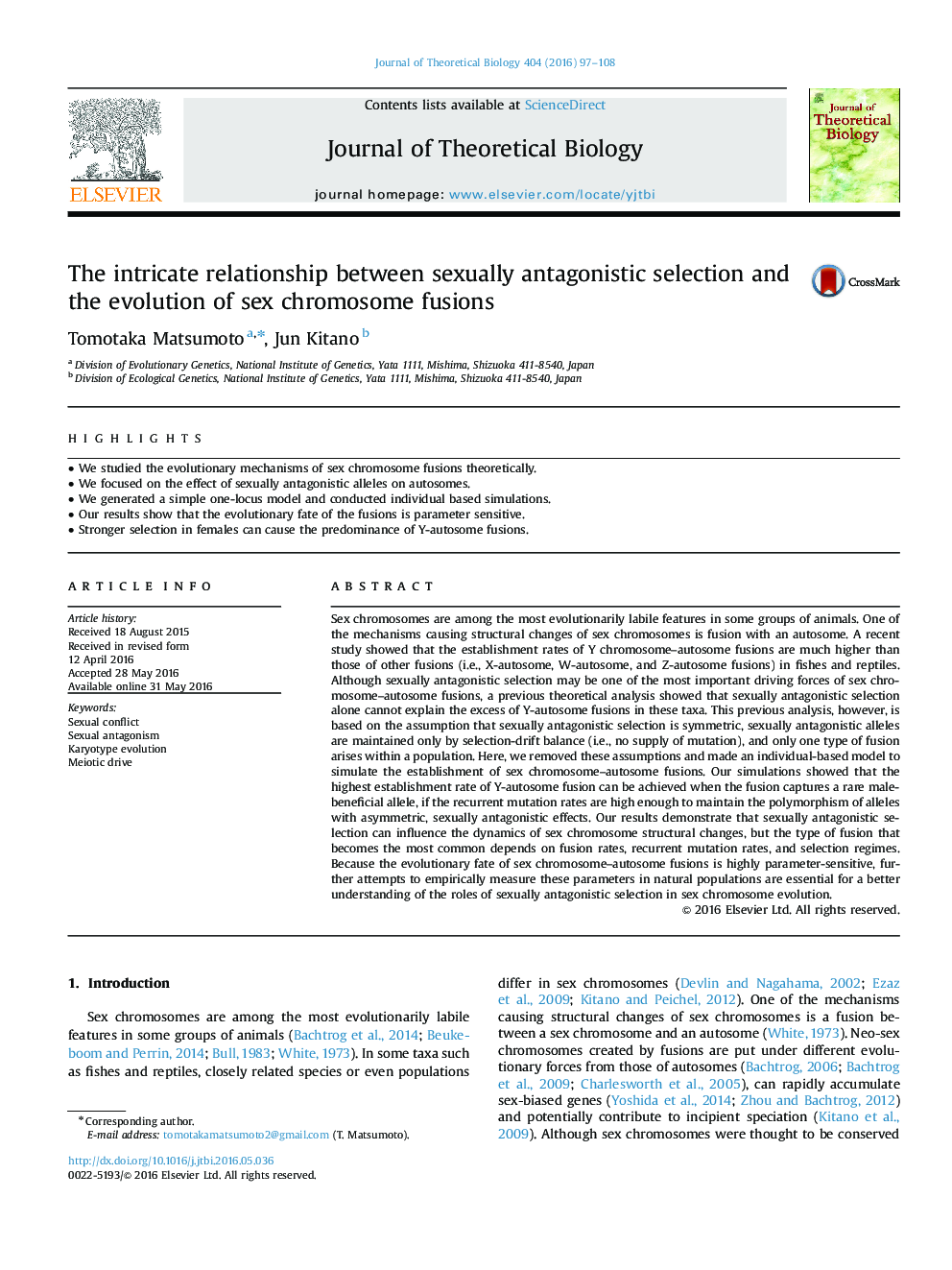 رابطه پیچیده بین انتخاب جنسیتی آنتاگونیستی و تکامل اتصالات کروموزوم جنس 