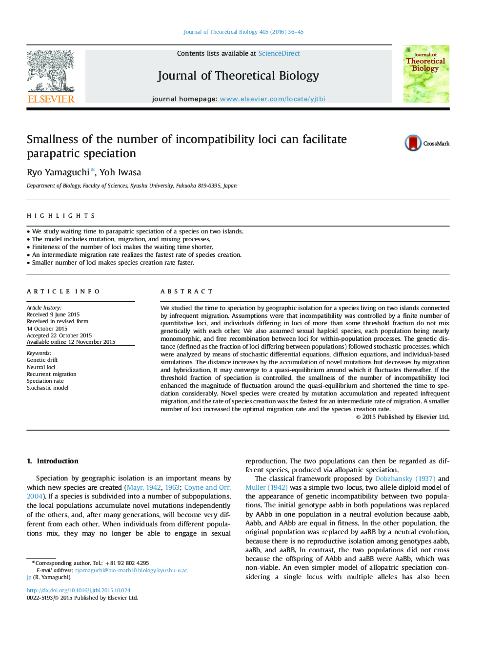 Smallness of the number of incompatibility loci can facilitate parapatric speciation