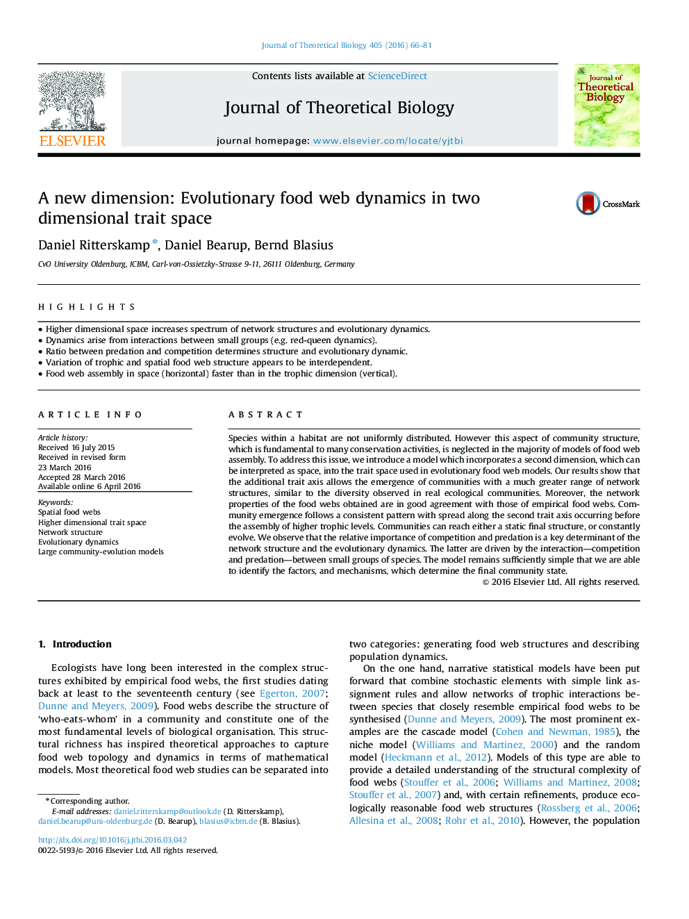 A new dimension: Evolutionary food web dynamics in two dimensional trait space