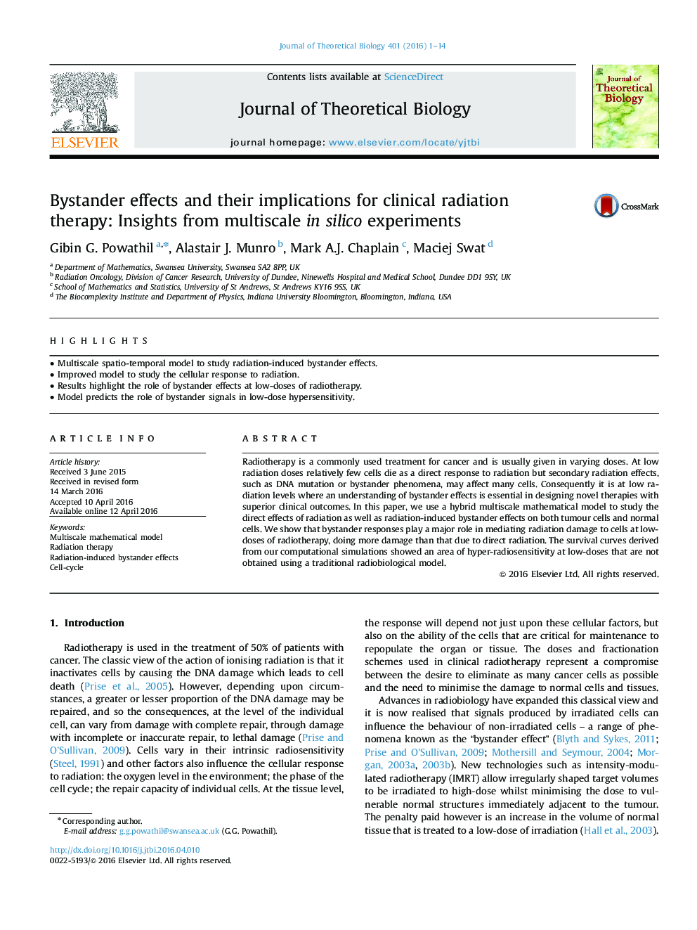 Bystander effects and their implications for clinical radiation therapy: Insights from multiscale in silico experiments