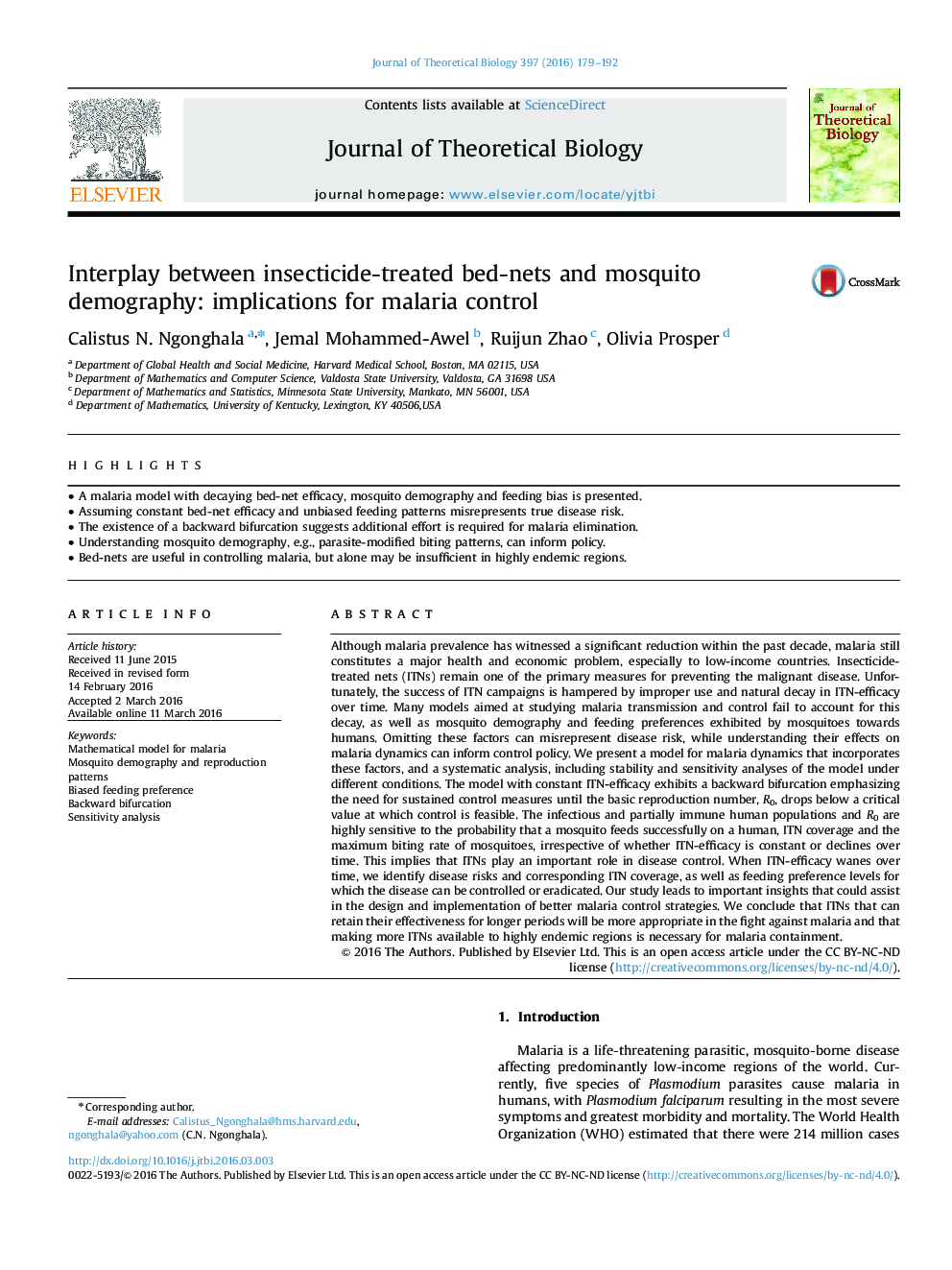 Interplay between insecticide-treated bed-nets and mosquito demography: implications for malaria control