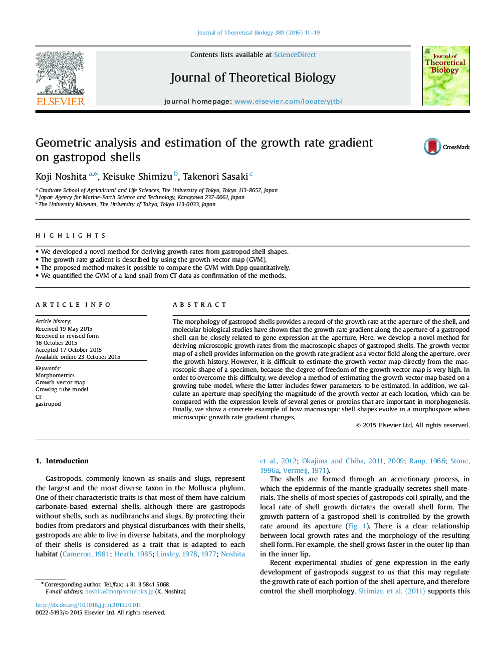 Geometric analysis and estimation of the growth rate gradient on gastropod shells