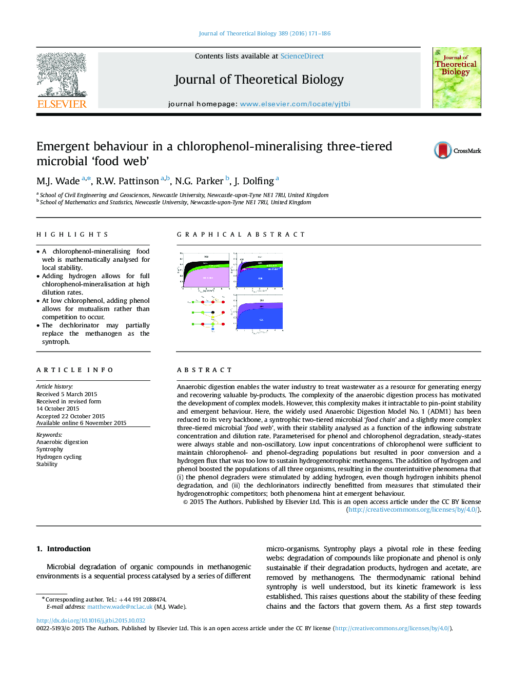 Emergent behaviour in a chlorophenol-mineralising three-tiered microbial 'food web'