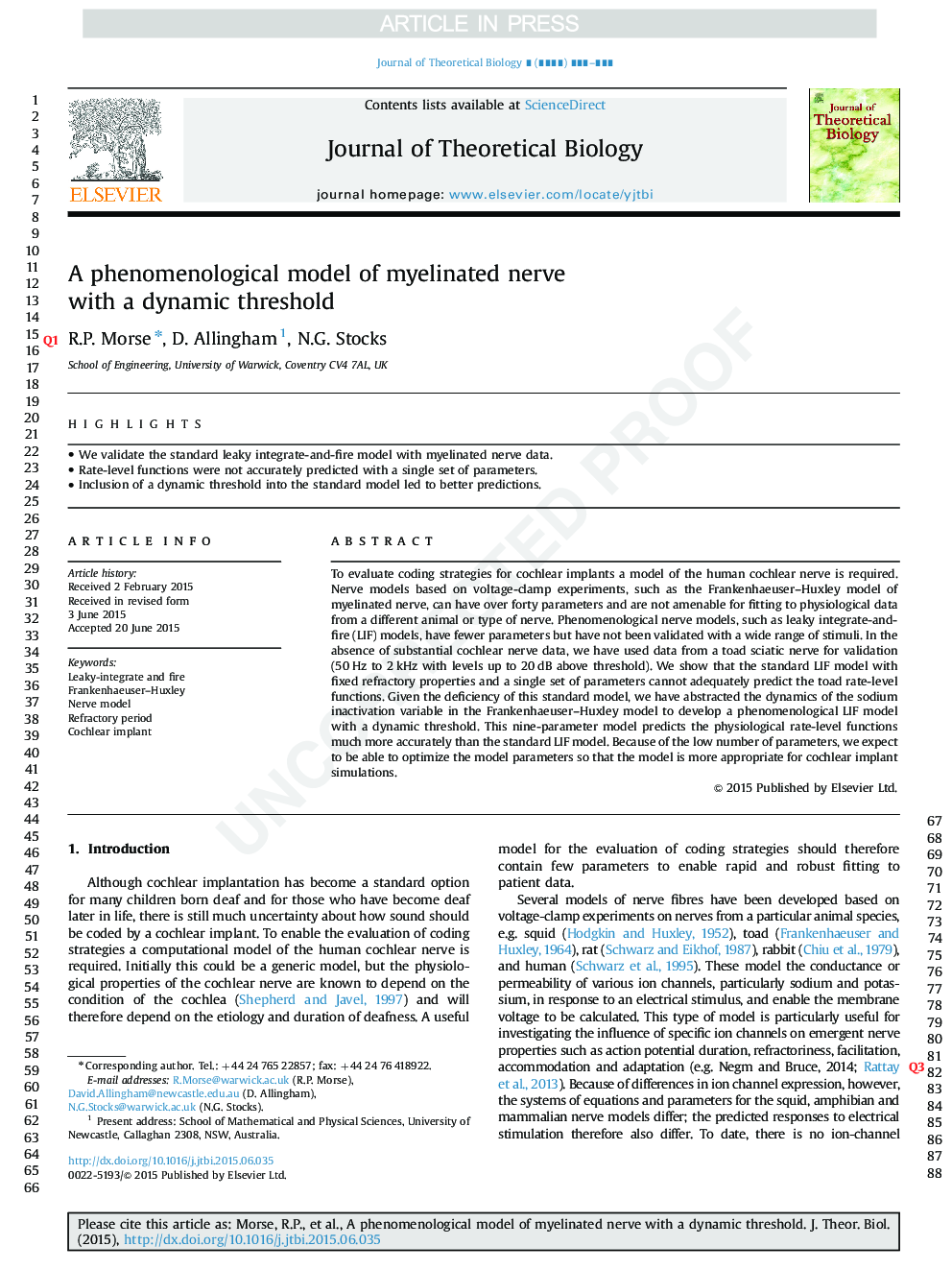 A phenomenological model of myelinated nerve with a dynamic threshold